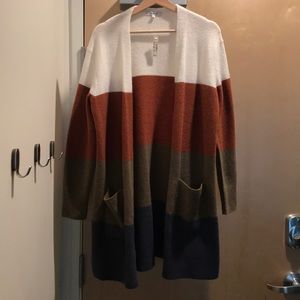Madewell Colorblock Cardigan - White, Rust, Olive, Navy